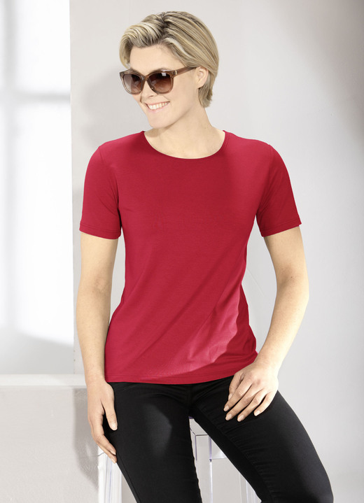 Kurzarm - Kombistarkes Shirt in 9 Farben, in Größe L (44/46) bis XXL (52/54), in Farbe ROT Ansicht 1