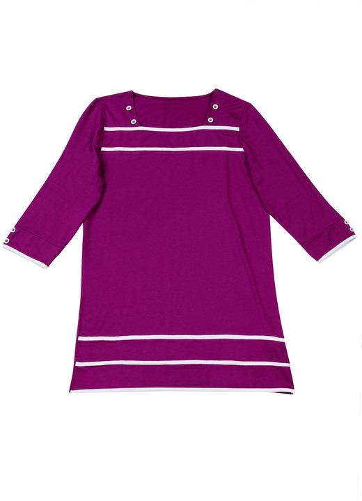 3/4-Arm - Longshirt mit Karree-Ausschnitt in 3 Farben, in Größe 038 bis 054, in Farbe FUCHSIA Ansicht 1