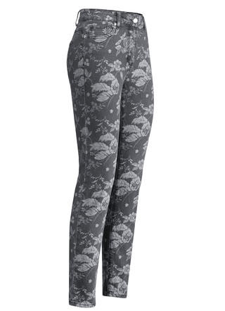 Jeans mit floraler Dessinierung