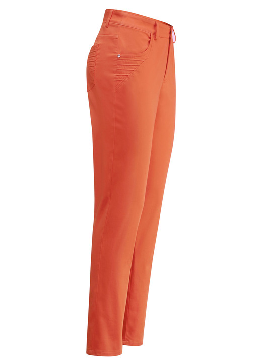 Hosen mit Knopf- und Reißverschluss - Hose mit platzierten Biesen, in Größe 018 bis 052, in Farbe ORANGE Ansicht 1