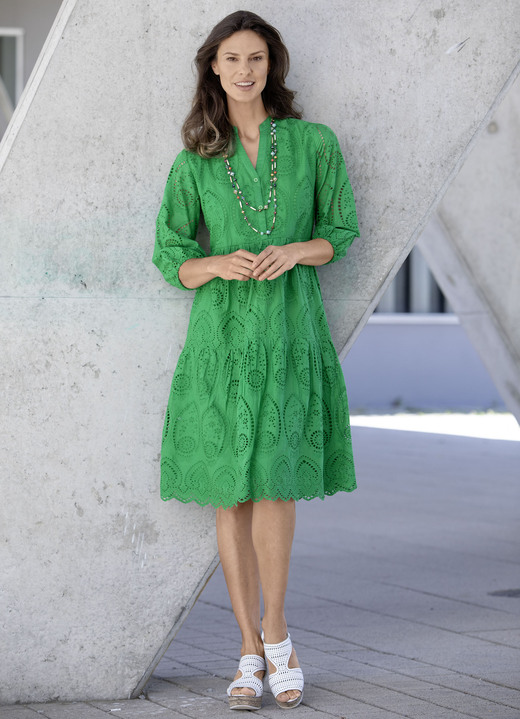 Sommerkleider - Kleid aus reiner Baumwolle, in Größe 036 bis 052, in Farbe GRÜN
