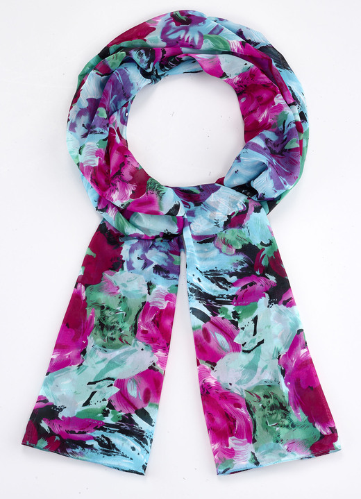 - Schal mit verwischtem Blütendessin, in Farbe BLEU-BUNT Ansicht 1
