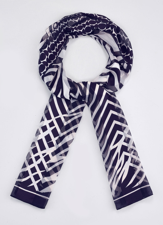 - Schal mit grafischem Dessin, in Farbe SCHWARZ-CREME