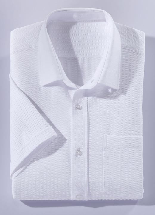 Hemden - Seersucker Hemd in 3 Farben, in Größe 3XL (47/48) bis XXL (45/46), in Farbe WEISS Ansicht 1
