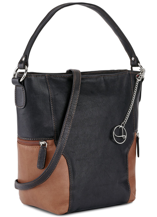 - Laurina Tasche aus Chevrau-Nappaleder, in Farbe SCHWARZ-COGNAC