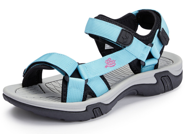 - Trekking Sandale aus Textilmaterial, in Größe 036 bis 042, in Farbe TÜRKIS-SCHWARZ Ansicht 1