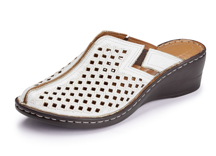 Sandaletten & Pantoletten - ELENA EDEN-Clog aus geprägtem Rind-Nappaleder, in Größe 040 bis 042, in Farbe WEISS Ansicht 1