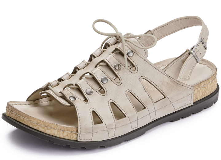Sandaletten & Pantoletten - Gemini Sandale mit elastischer Zierschnürung, in Größe 036 bis 042, in Farbe BEIGE Ansicht 1