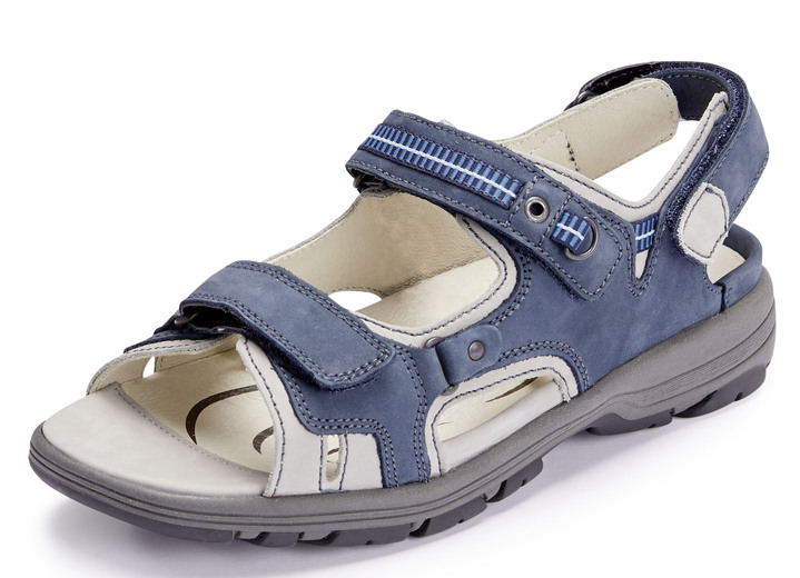 Sandaletten & Pantoletten - Waldläufer Sandale mit verstellbarem Klettverschluss, in Größe 4 1/2 bis 9, in Farbe JEANS-HELLGRAU Ansicht 1