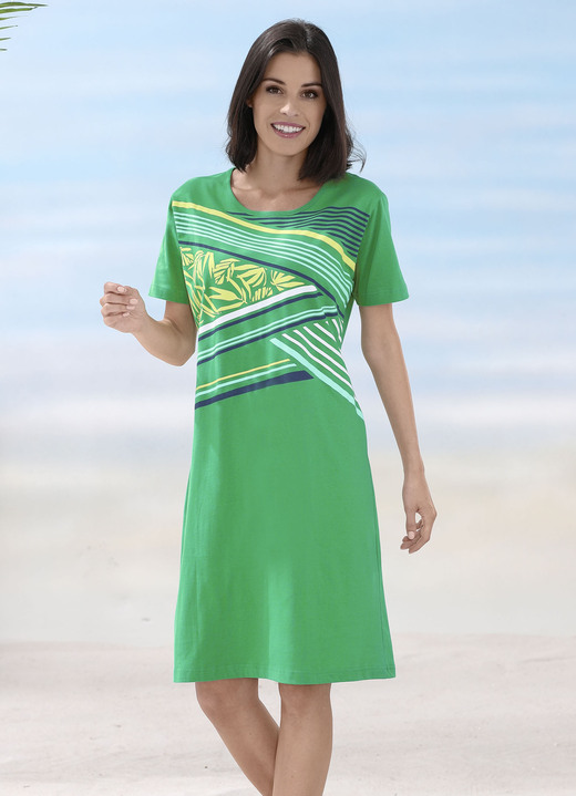 Strandkleider - Zweierpack Kleider mit platziertem Druckdessin, in Größe 036 bis 056, in Farbe 1X SMARAGD, 1X SCHWARZ Ansicht 1