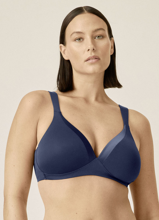 Damenmode - Naturana BH mit Satinblende am Dekolleté, in Größe 075 bis 095, in Cup A, in Farbe MARINE Ansicht 1