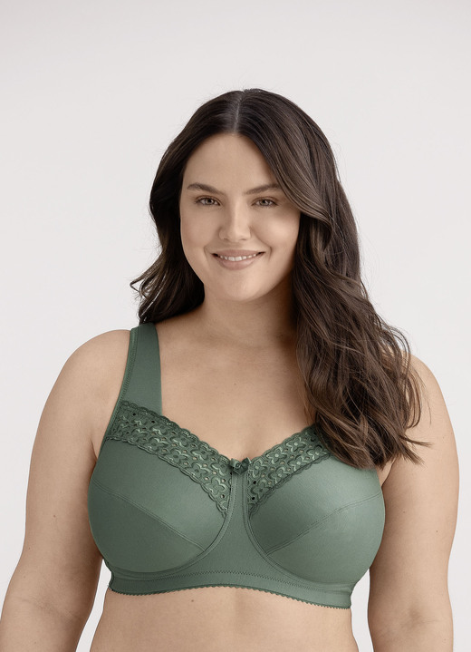 BH ohne Formbügel - Miss Mary BH mit Stickerei, in Größe 080 bis 110, in Cup C, in Farbe GRÜN Ansicht 1