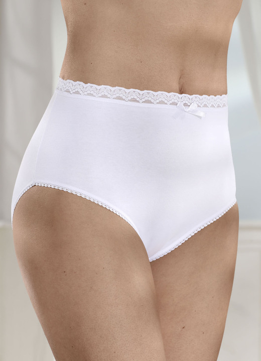 Slips - Dreierpack Slips mit Spitze, in Größe 040 bis 056, in Farbe WEISS Ansicht 1