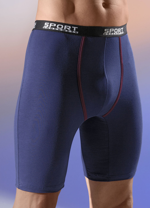 Pants & Boxershorts - Zweierpack Longpants mit Elastikbund, in Größe 005 bis 011, in Farbe 1X BLAU, 1X SCHWARZ