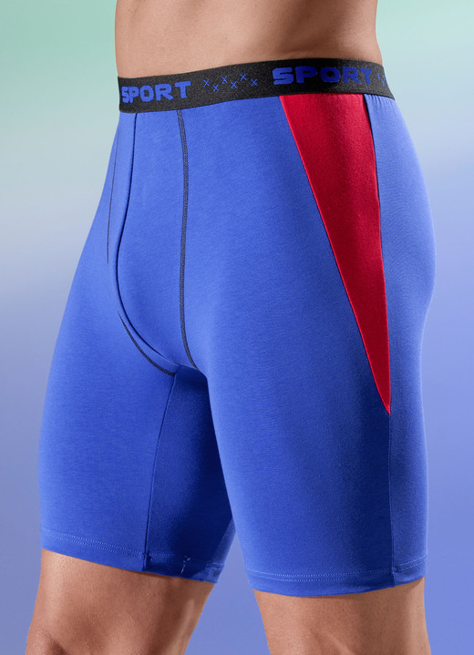 Pants & Boxershorts - Zweierpack Longpants mit Elastikbund und Einsatz, in Größe 004 bis 010, in Farbe 1X ROYALBLAU-ROT, 1X SCHWARZ-ROYALBLAU