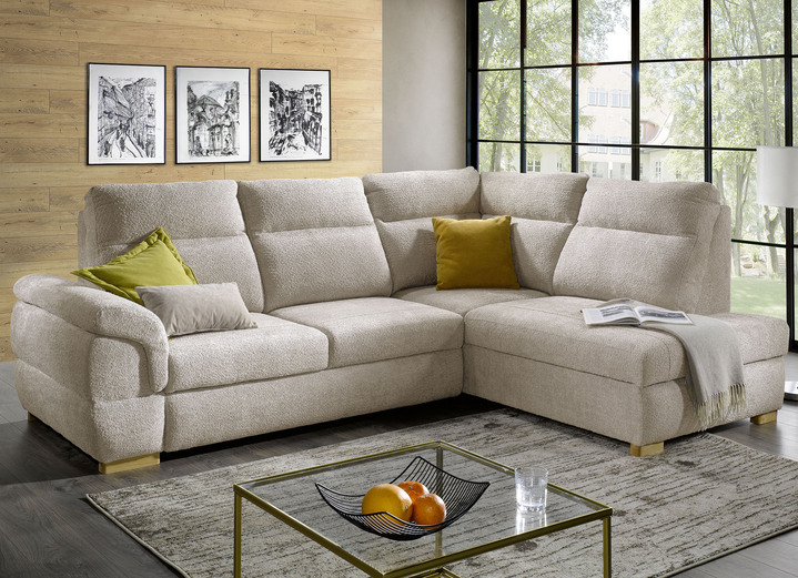 - Polsterecke mit Bettfunktion und Bettkasten, in Farbe CREME Ansicht 1
