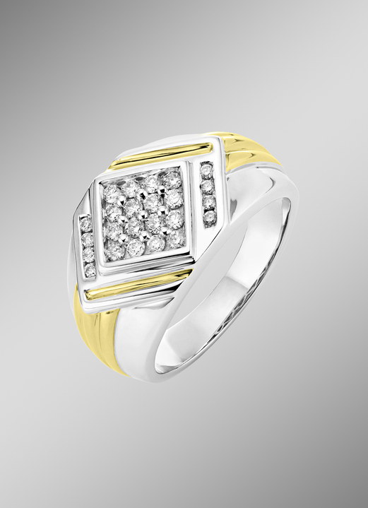 - Hochwertiger Herrenring in Bicolor mit Diamanten, in Größe 180 bis 240, in Farbe  Ansicht 1