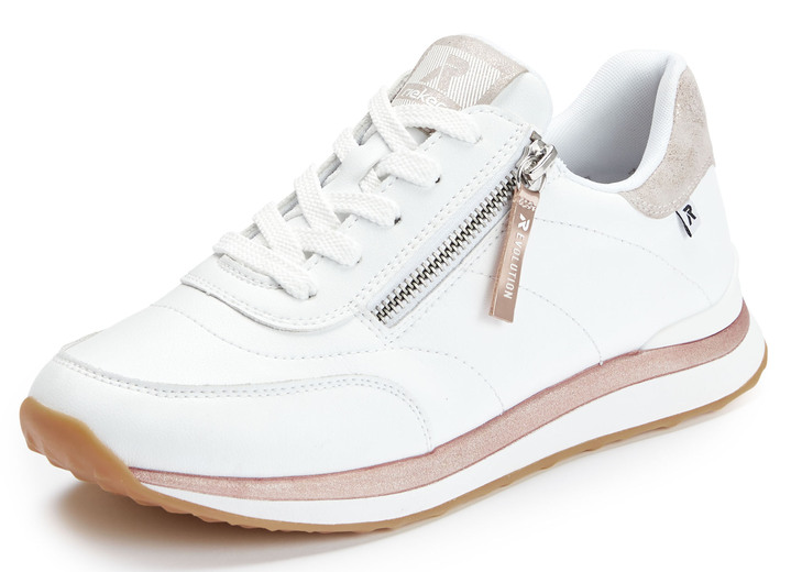 - Rieker Sneaker mit schimmernden Besätzen, in Größe 036 bis 042, in Farbe WEISS-ROSÉGOLD Ansicht 1