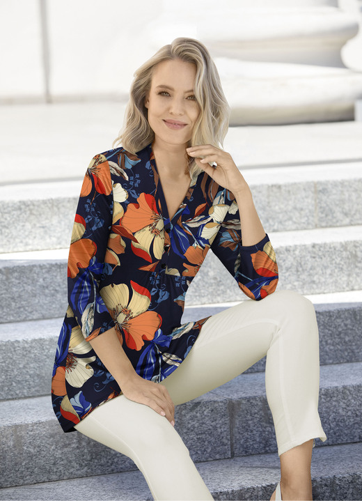 - Shirt-Tunika in Premium-Qualität, in Größe 036 bis 054, in Farbe MARINE-BUNT