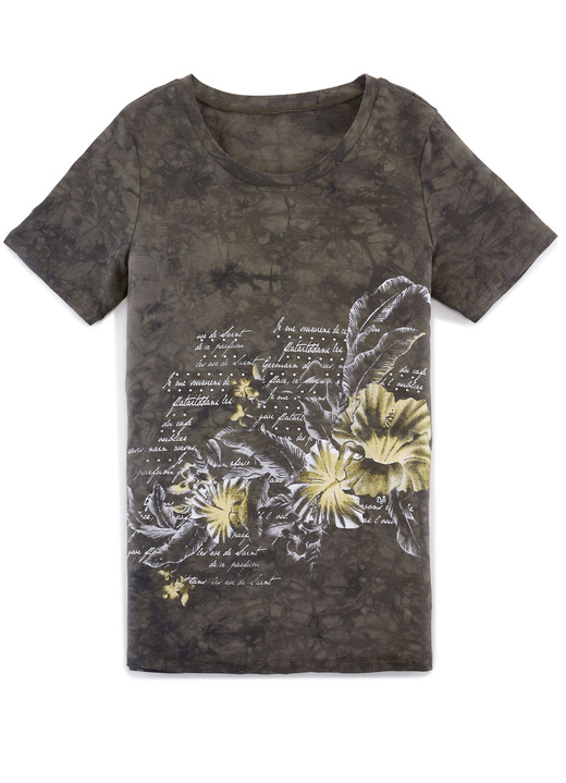 Kurzarm - Shirt in akuteller Batik-Optik in 2 Farben, in Größe 038 bis 054, in Farbe KHAKI Ansicht 1