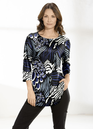 Longshirt mit modisch flachem Halsausschnitt