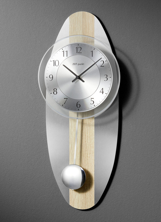 Uhren - Wanduhr mit Funkuhrwerk, in Farbe SILBER-EICHE-SONOMA Ansicht 1