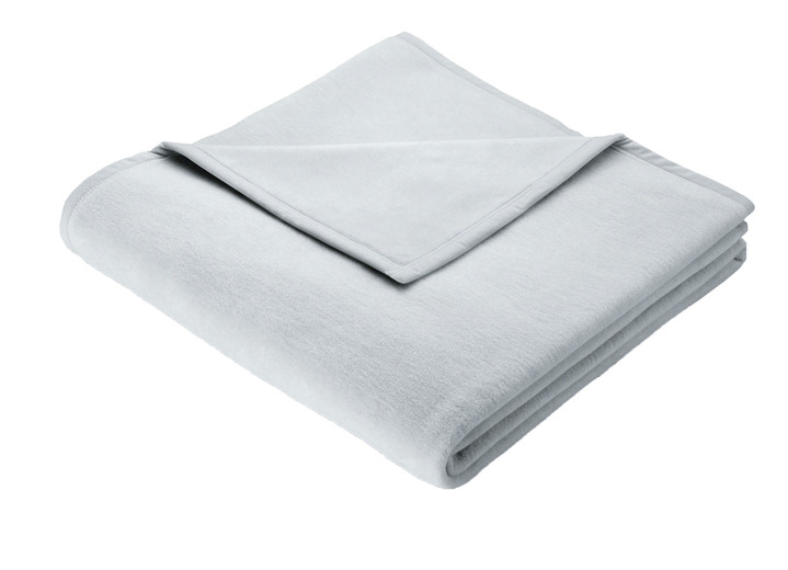 Decken - Hochwertige Schlafdecke mit Veloursband-Einfassung von Borbo, in Größe 185 (100x150 cm) bis 295 (220x240 cm), in Farbe SILBER Ansicht 1