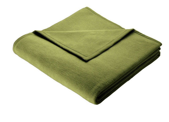 Decken - Hochwertige Schlafdecke mit Veloursband-Einfassung von Borbo, in Größe 185 (100x150 cm) bis 295 (220x240 cm), in Farbe OLIV Ansicht 1