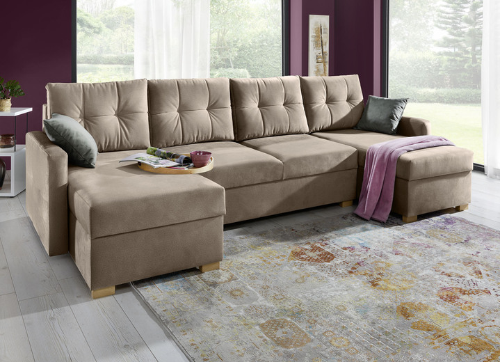 - Gemütliche Wohnlandschaft mit Bettfunktion, in Farbe TAUPE Ansicht 1