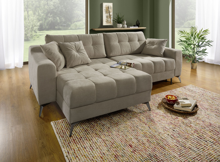 - Moderne Polsterecke mit Bettfunktion, in Farbe BEIGE