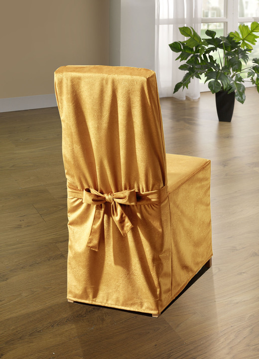 Sessel- & Sofaüberwürfe - Stuhlhusse in Samtoptik, in Farbe GOLD Ansicht 1