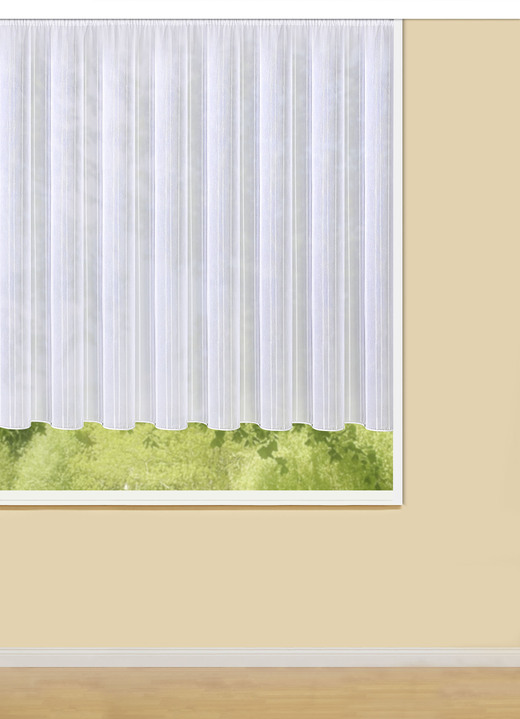 Klassisch - Zauberhafter Blumenfenster-Store, in Größe 120 (95x300 cm) bis 171 (155x450 cm), in Farbe WEISS Ansicht 1