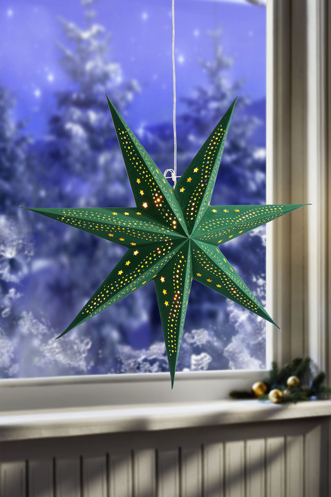 Weihnachten - Beleuchteter Fensterstern, in Farbe TANNENGRÜN