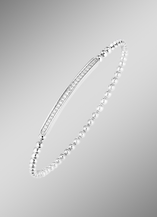 - Kugelketten-Armband aus Silber 925/- fein mit synth. Zirkonia, in Farbe  Ansicht 1