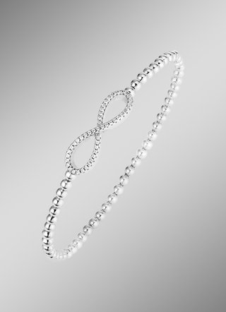 Kugelketten-Armband aus Silber 925/- fein mit Unendlichkeitssymbol