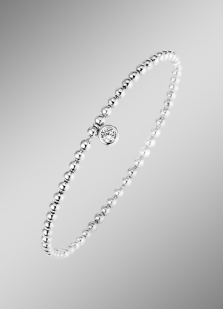 Kugelketten-Armband aus Silber 925/- fein mit 1 synth. Zirkonia