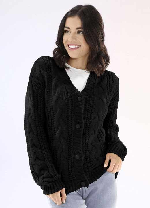 - Strickjacke in Grobstrick, in Größe L(44/46) bis XS(32/34), in Farbe SCHWARZ Ansicht 1