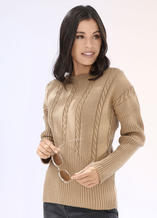 Basics - Pullover mit diagonalem Rippensaum, in Größe L(44/46) bis XS(32/34), in Farbe CAMEL Ansicht 1