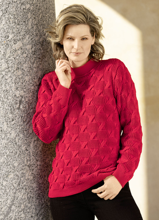 - Pullover in aufwendigem Strickmix, in Größe 036 bis 052, in Farbe ROT