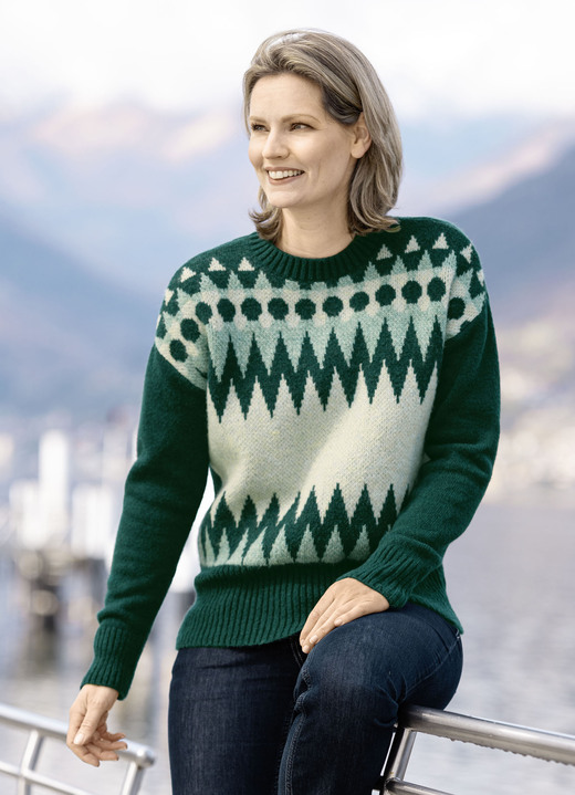 Langarm - Pullover in flauschiger Qualität, in Größe L(44/46) bis XS(32/34), in Farbe PETROL-MINT-KIESEL