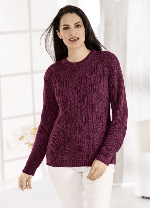 Basics - Pullover in Strickmix, in Größe 036 bis 052, in Farbe WEINROT Ansicht 1