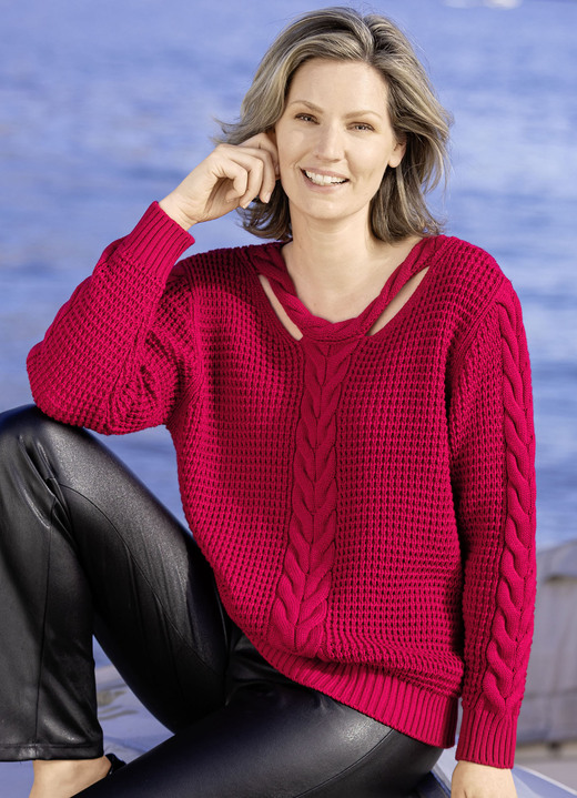 Basics - Pullover mit Cut-Outs, in Größe 036 bis 052, in Farbe ROT Ansicht 1