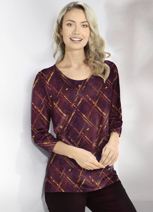 Klaus Modelle - Shirt in Feinjersey, in Größe 038 bis 054, in Farbe BORDEAUX-MULTICOLOR