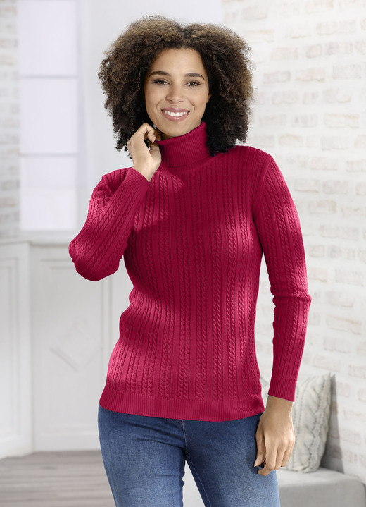 Basics - Pullover mit streckender Struktur, in Größe 036 bis 052, in Farbe ROT Ansicht 1