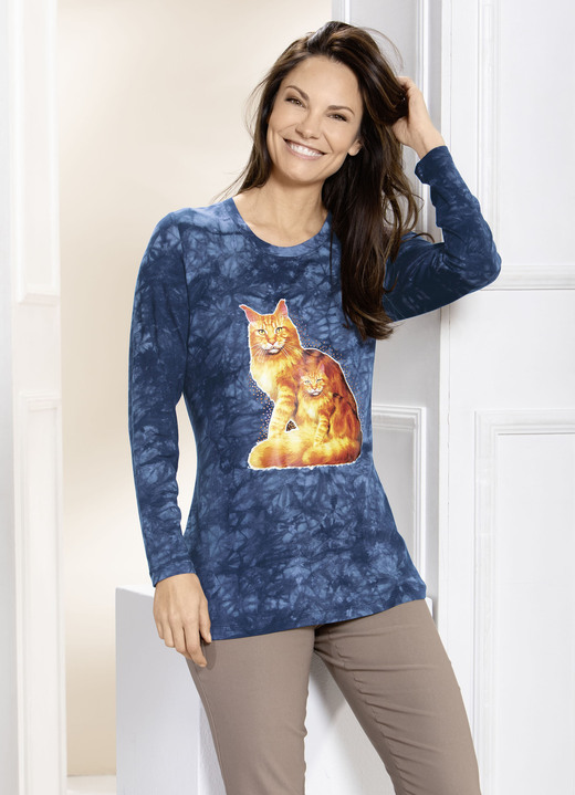 Langarm - Ausdruckvolles Shirt in 3 Farben, in Größe 036 bis 056, in Farbe MARINE BATIK Ansicht 1