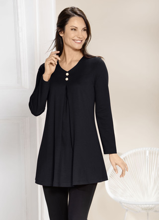 Longshirt mit Kellerfalte im Vorderteil in 2 Farben