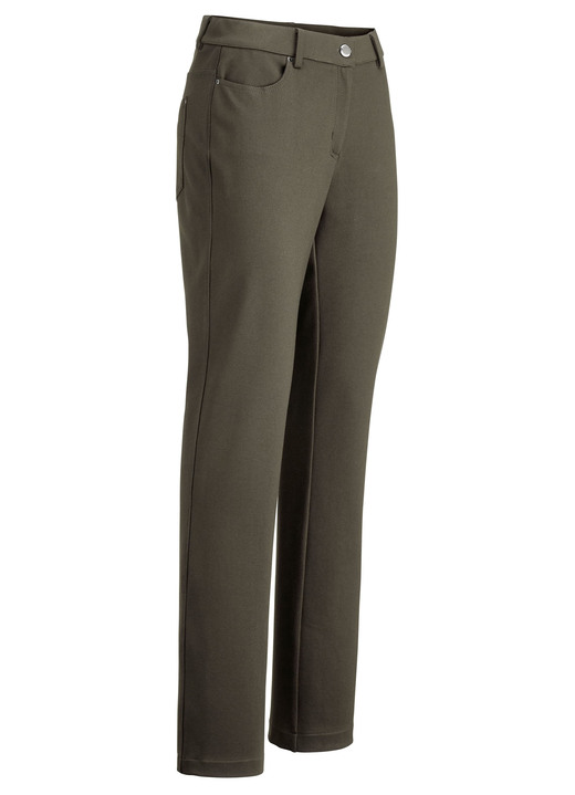 Hosen mit Knopf- und Reißverschluss - Hose mit sportivem Chic, in Größe 017 bis 092, in Farbe OLIV Ansicht 1