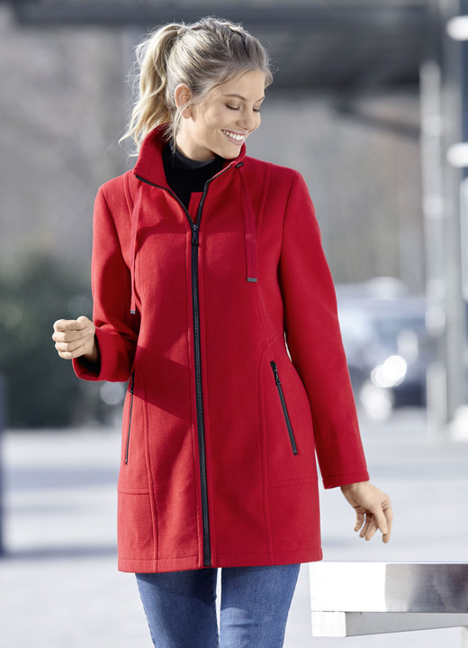 Wolljacken - Longjacke auch in Schwarz Wolljacken - Longjacke auch in Schwarz, in Größe 019 bis 054, in Farbe KIRSCHROT