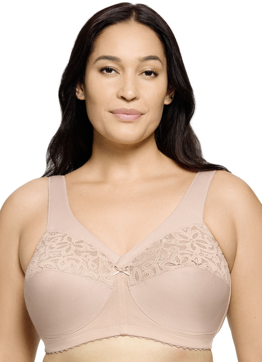 Soft-BH - Glamorise Stütz-BH mit Stickereispitze, in Größe 080 bis 130, in Cup B, in Farbe BEIGE Ansicht 1