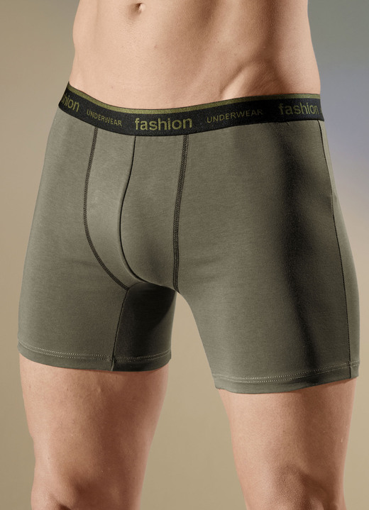 Pants & Boxershorts - Viererpack Pants mit Elastikbund, in Größe 005 bis 011, in Farbe 2X OLIV, 2X AUBERGINE